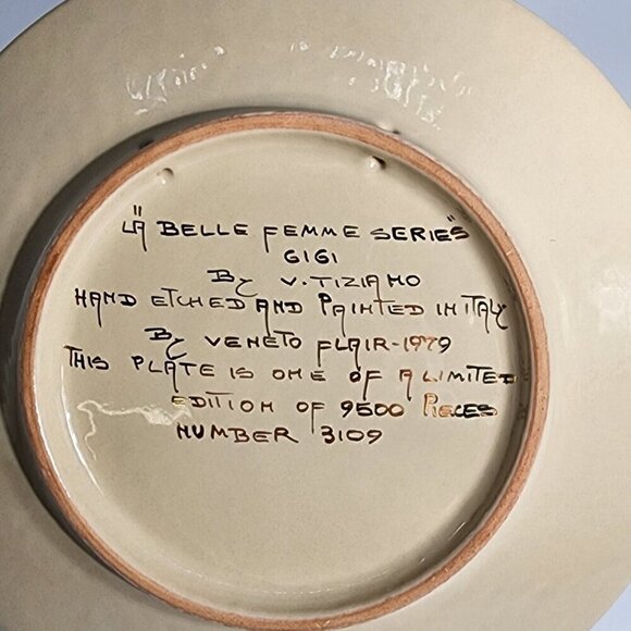 Veneto Flair 1979 Gigi La Belle Femme Series By V. Tiziano Etched Hand Painted - Picture 3 of 12